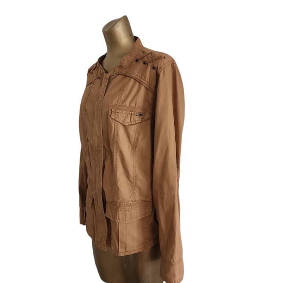 Maurices Women's Bronze Color Utility Cargo Jacket Full Zipper Closure Sz 0 - Picture 2 of 7